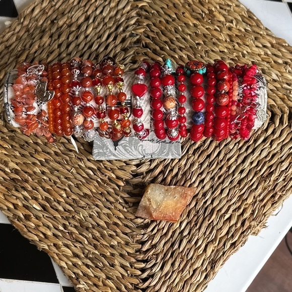 Carnelian biwa pearl beaded bracelet/Stone for Virgo/sacral chakra - Picture 6 of 7